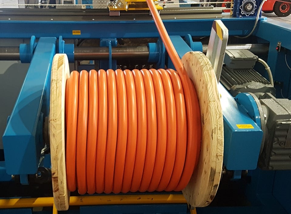 cable winding machinery in action